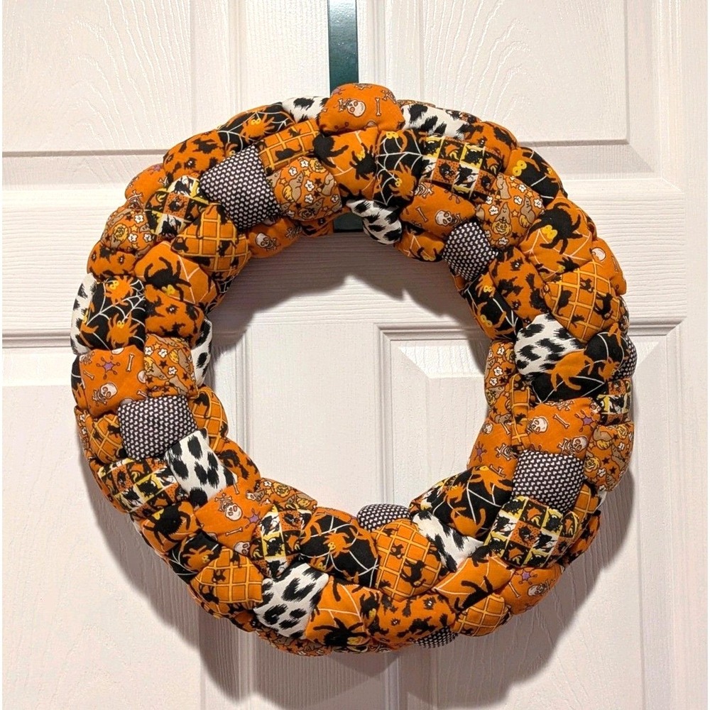 Spooky Season Halloween Fabric Wreath Pumpkin Witch Ghost Door Decor Handmade